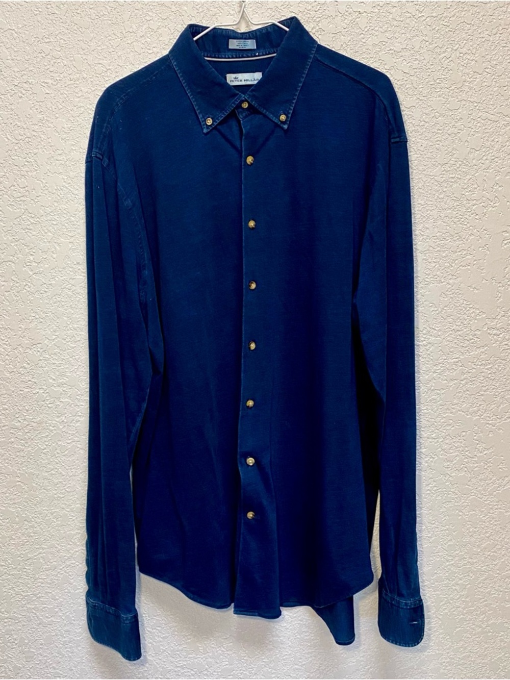Peter Millar Button Down Shirt Mens XL Blue Long Sleeve 100% Cotton Seaside Soft